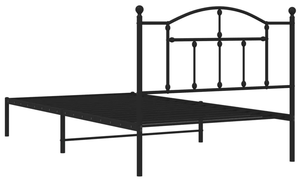 Estrutura de cama com cabeceira 100x200 cm metal preto