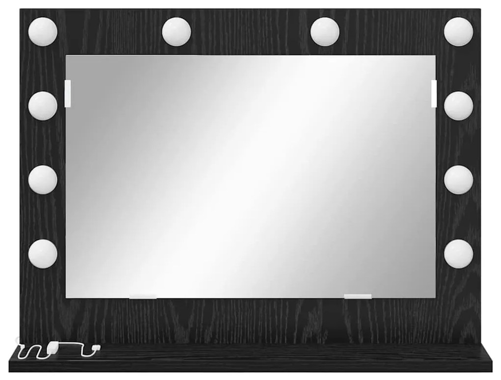 Espelho de Vanity com Luzes LED Carvalho Preto 60x45x18 cm
