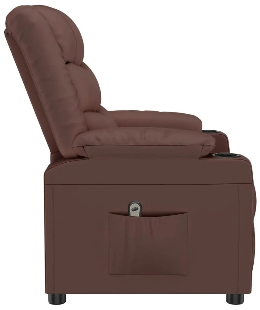 Poltrona reclinável elétrica couro artificial castanho