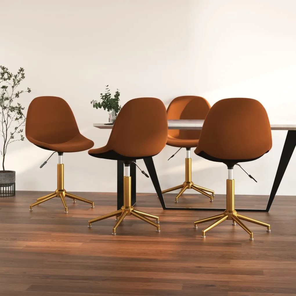 vidaXL Cadeiras de jantar giratórias 4 pcs veludo castanho