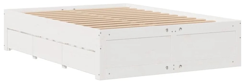 Cama sem colchão com gavetas 160x200 cm pinho maciço branco