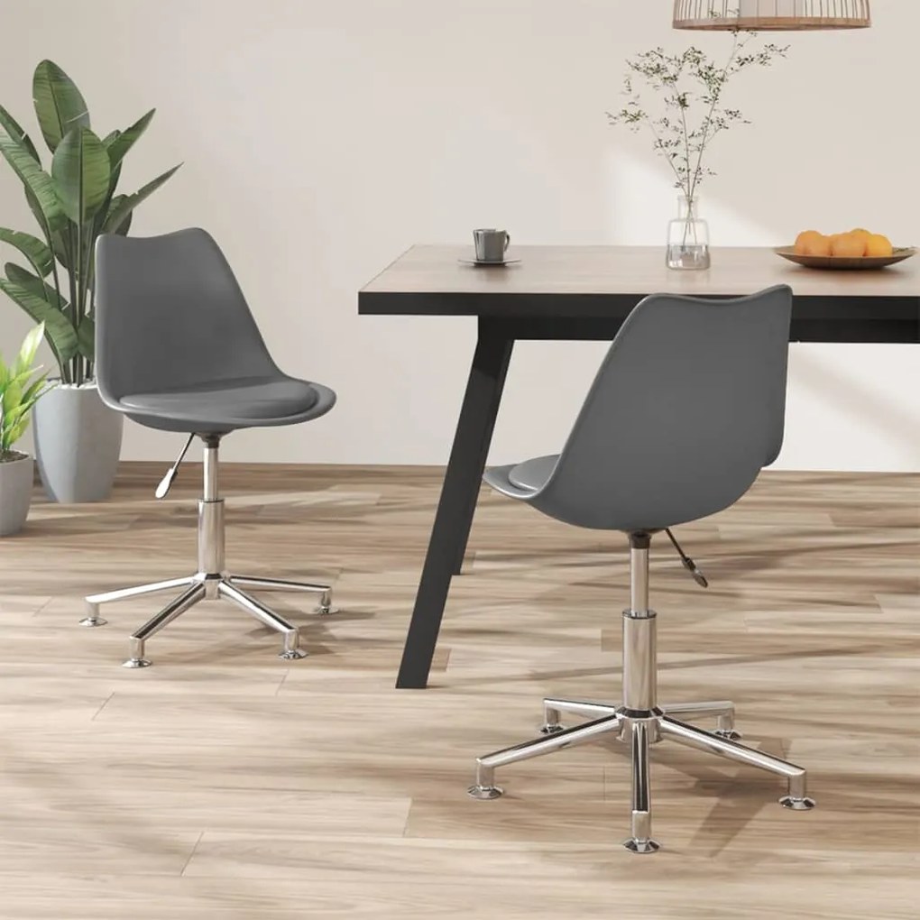vidaXL Cadeiras de jantar giratórias 2 pcs couro artificial cinzento