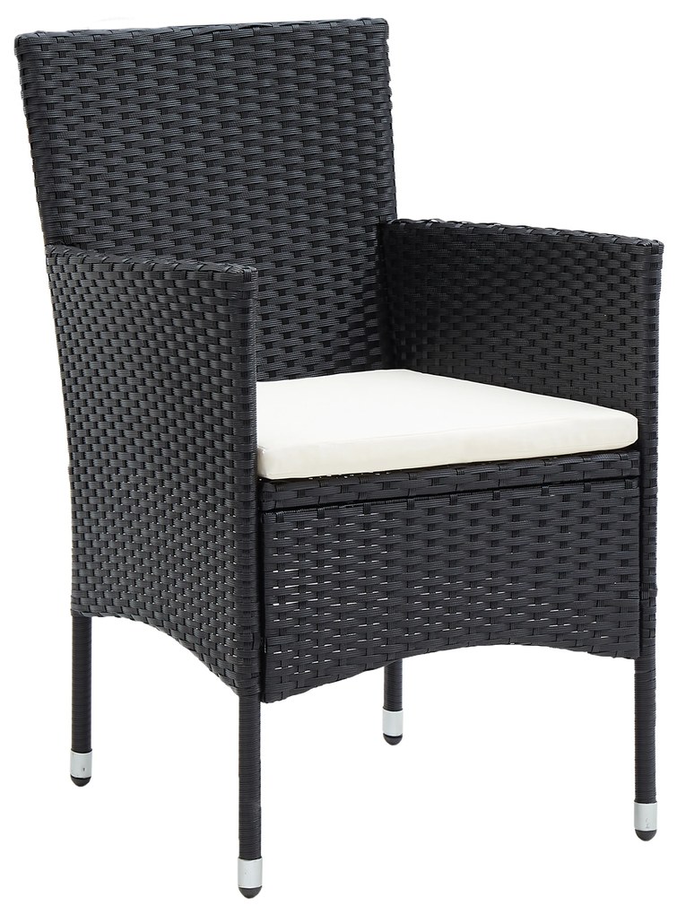 Conjunto de Jantar para Jardim 7 Peças Preto Vime PE