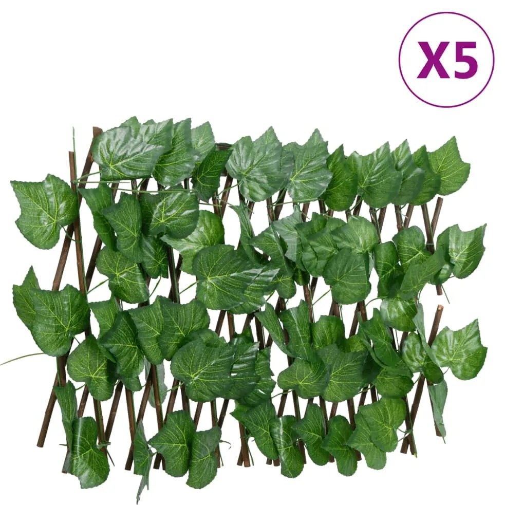  Treliça de videira artificial extensível 5 pcs 180x20 cm verde