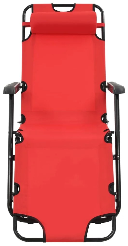 Espreguiçadeiras dobráveis c/ apoio de pés 2 pcs aço vermelho