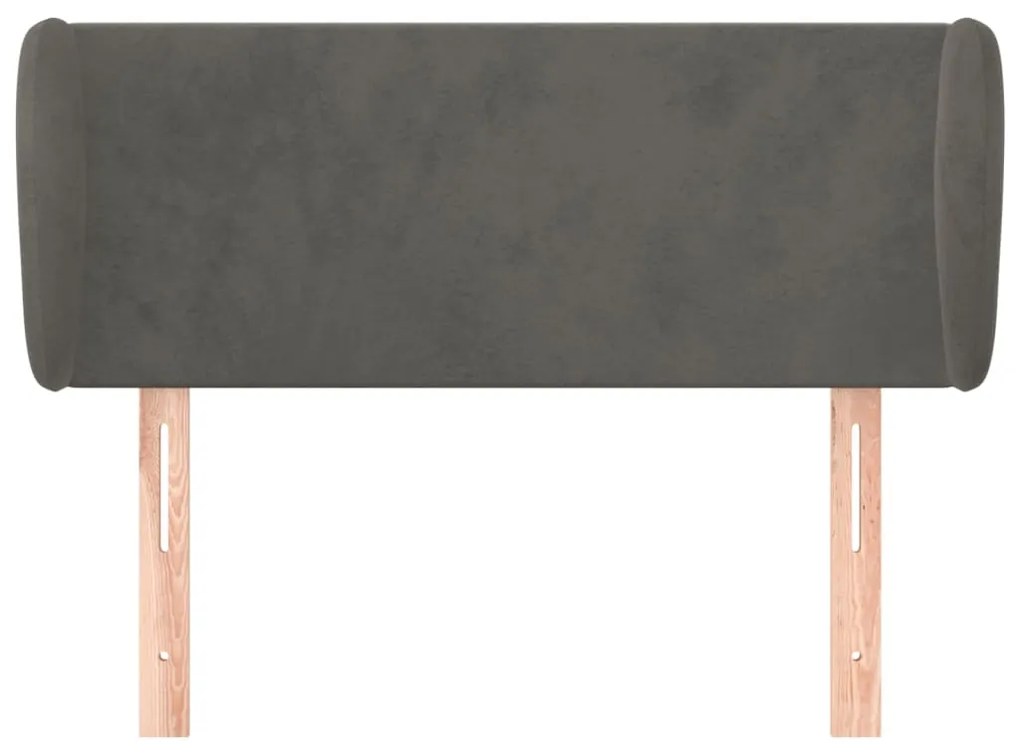 Cabeceira de cama c/ abas veludo 93x23x78/88 cm cinzento-escuro