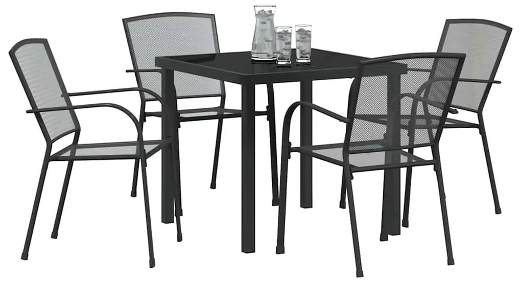 Conjunto de Jantar de Jardim com 5 Peças em Aço Antracite