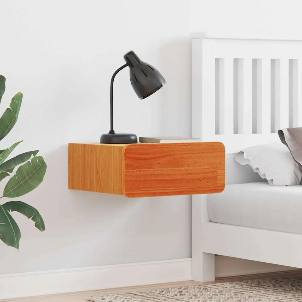 vidaXL Mesa de Cabeceira Montada na Parede com gaveta Castanho-mel