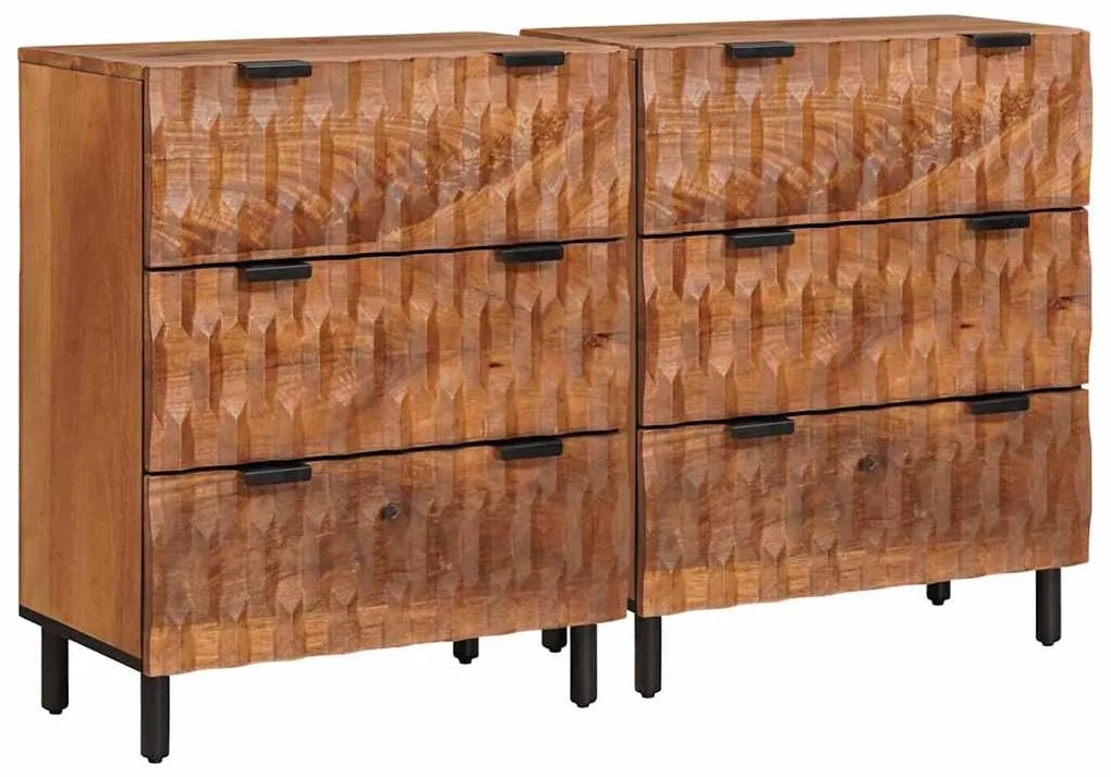 vidaXL Buffet 2 pcs Acabamento em Acácia Marrom 60 x 33 x 75 cm