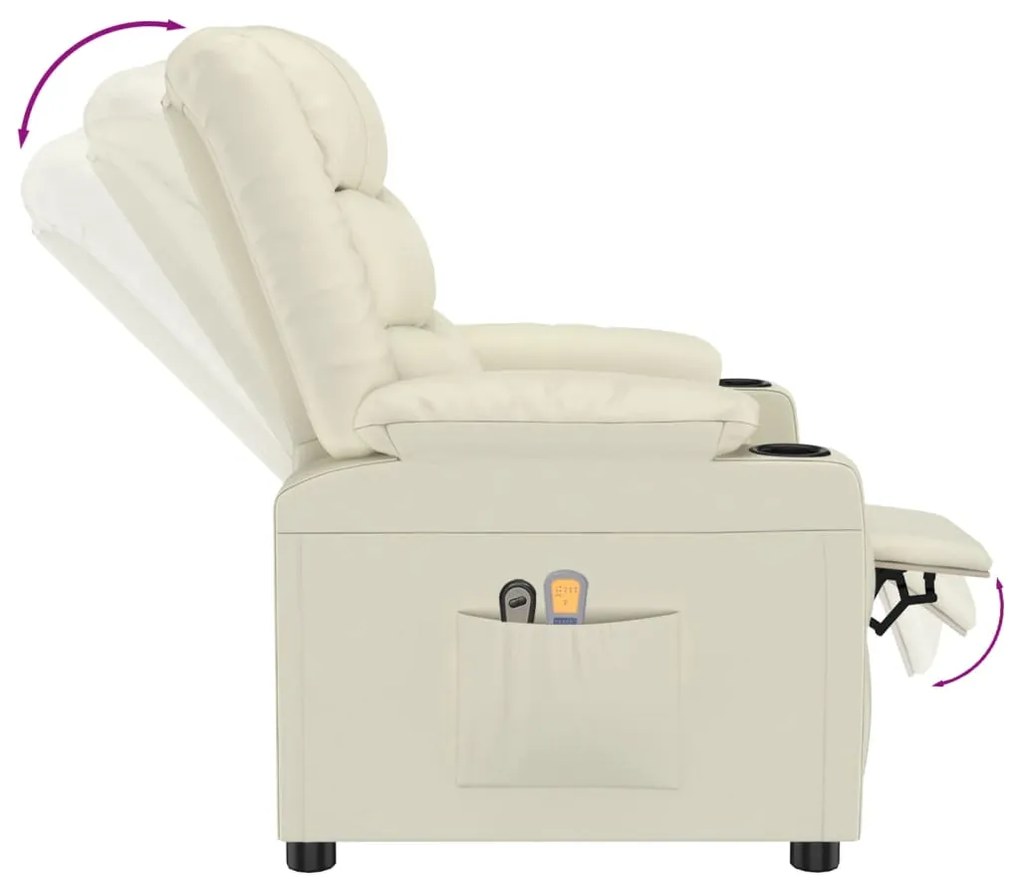 Poltrona de massagens elétrica couro artificial cor creme