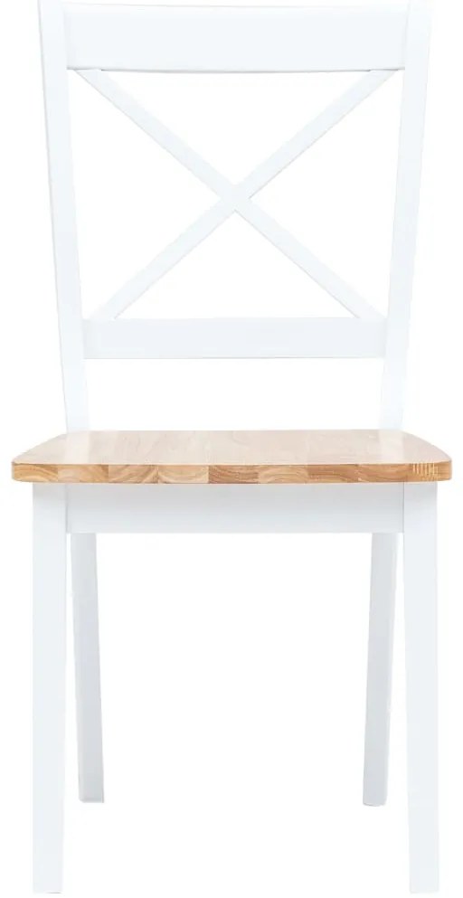 Cadeiras de jantar 2pcs seringueira maciça branco/madeira clara