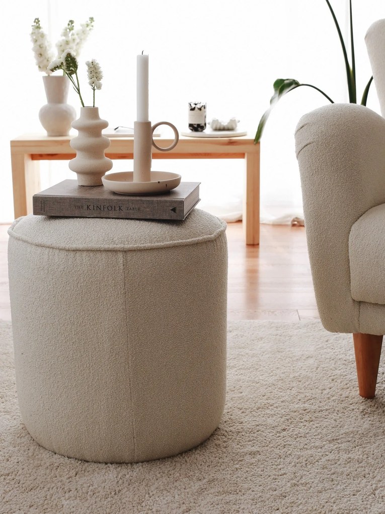 Pouffe Teddy – Creme – 43x45x43 cm
