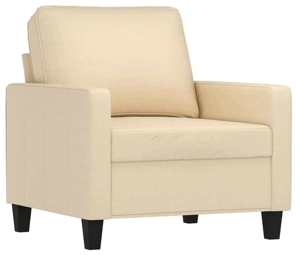 3 pcs conjunto de sofás com almofadões tecido cor creme