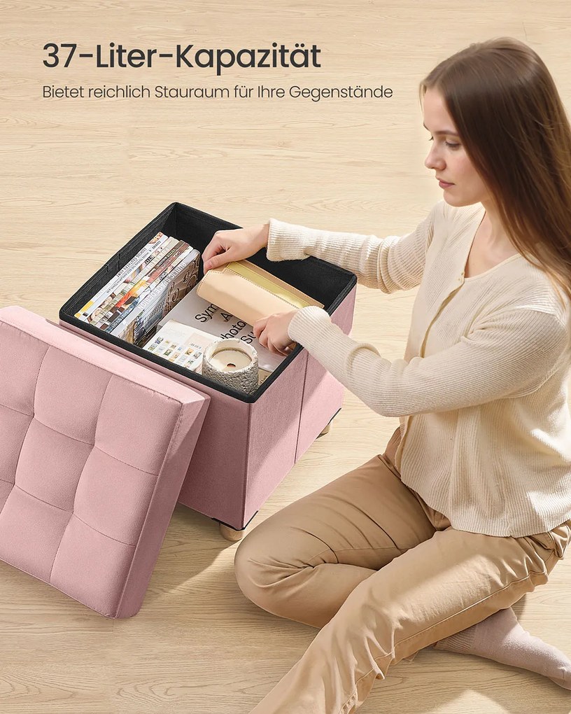 Banco com espaço de arrumação 38 x 38 x 40 cm rosa