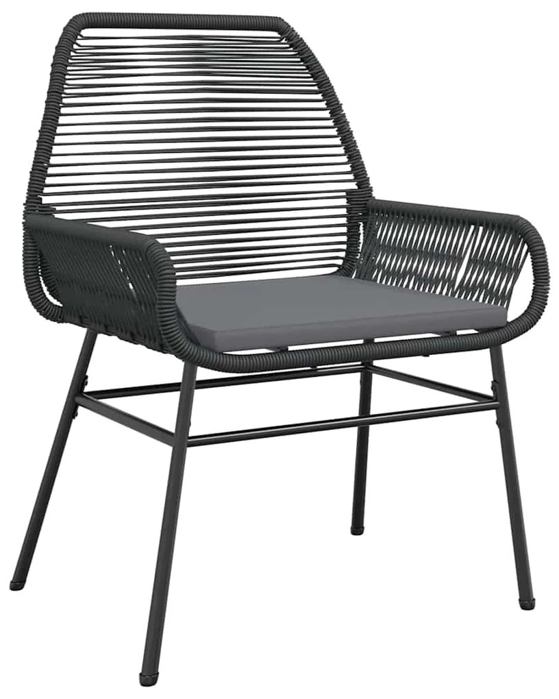 Conjunto de jantar jardim 7 peças almofadas vidro vime PE preto