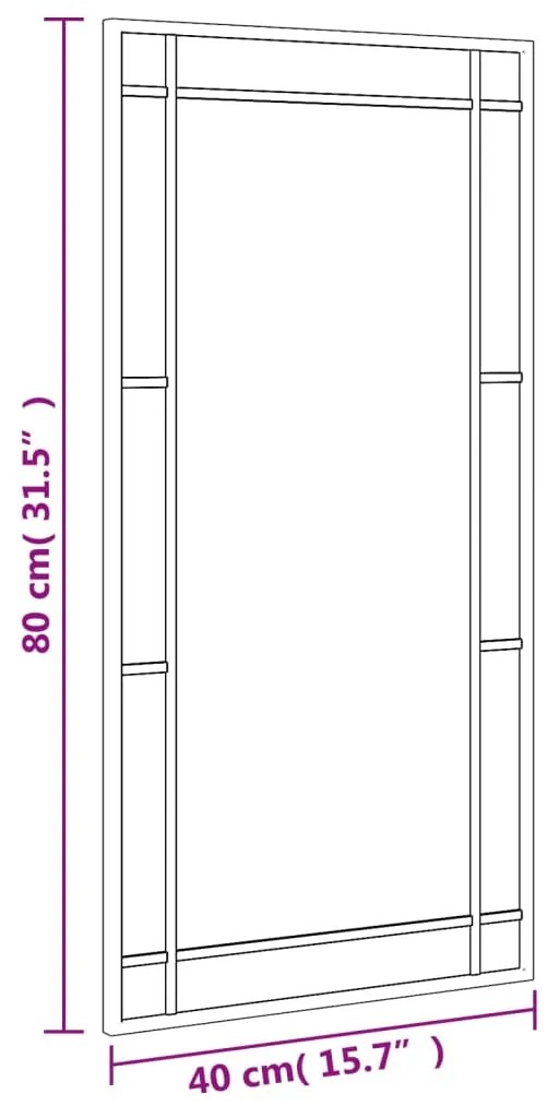 Espelho de parede retangular 40x80 cm ferro preto