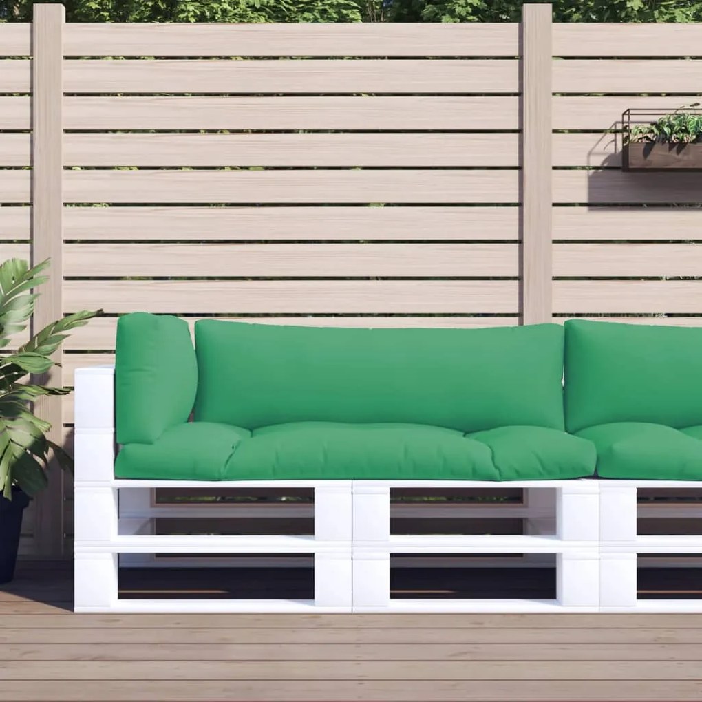 314663 vidaXL Almofadões para móveis de paletes 3 pcs tecido verde