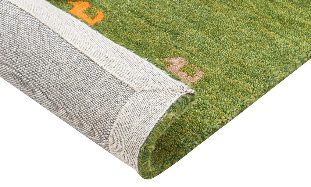 Tapete Gabbeh em lã verde 80 x 150 cm YULAFI Beliani