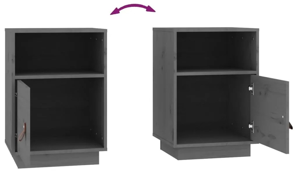 Mesas de cabeceira 2 pcs 40x34x55 cm pinho maciço cinza