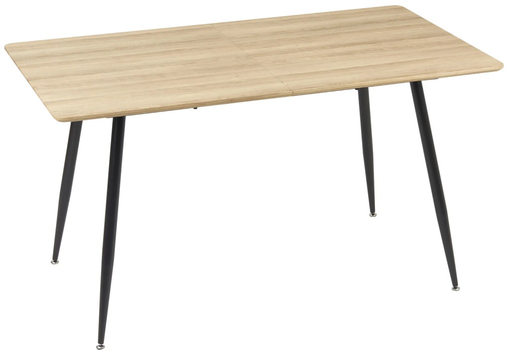 HOMCOM Mesa de Jantar Retangular para 4 Pessoas com Tampo em Efeito Madeira e 4 Pés em Aço 140x80x76 cm Preto | Aosom Portugal