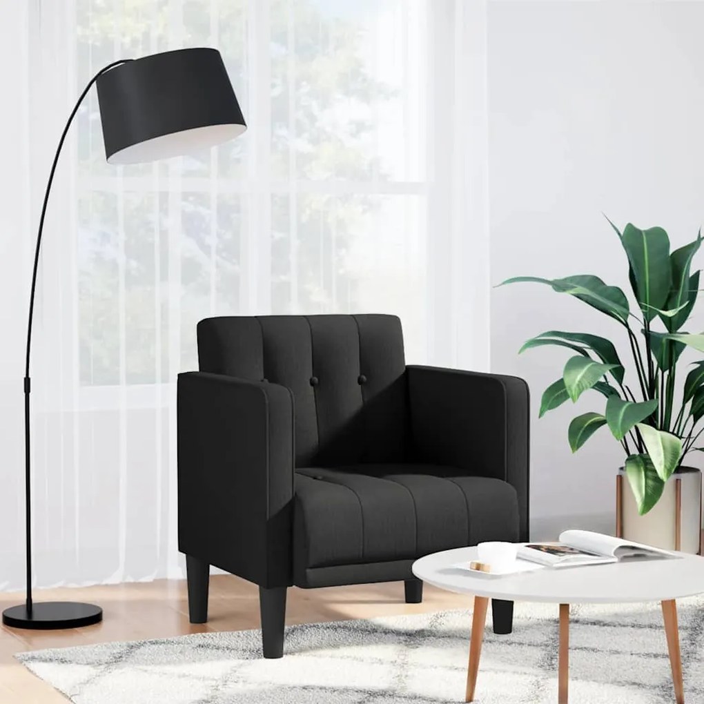 vidaXL Poltrona com apoio de braços 53 cm tecido preto