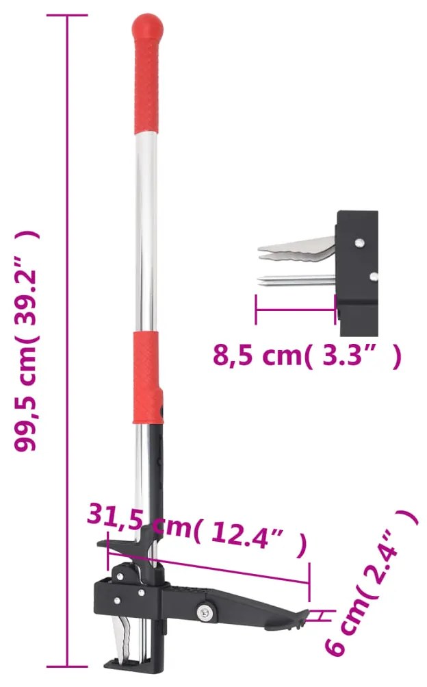 Eliminador ervas daninhas alumínio anodizado vermelho/prateado