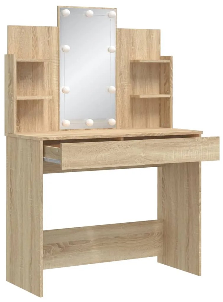 Toucador com luzes LED 96x40x142 cm carvalho sonoma