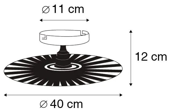 Candeeiro de parede rústico preto 40 cm - Leia Rústico