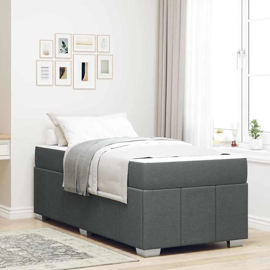 vidaXL Estrutura da Cama Cinzento escuro 90 x 190 cm tecido