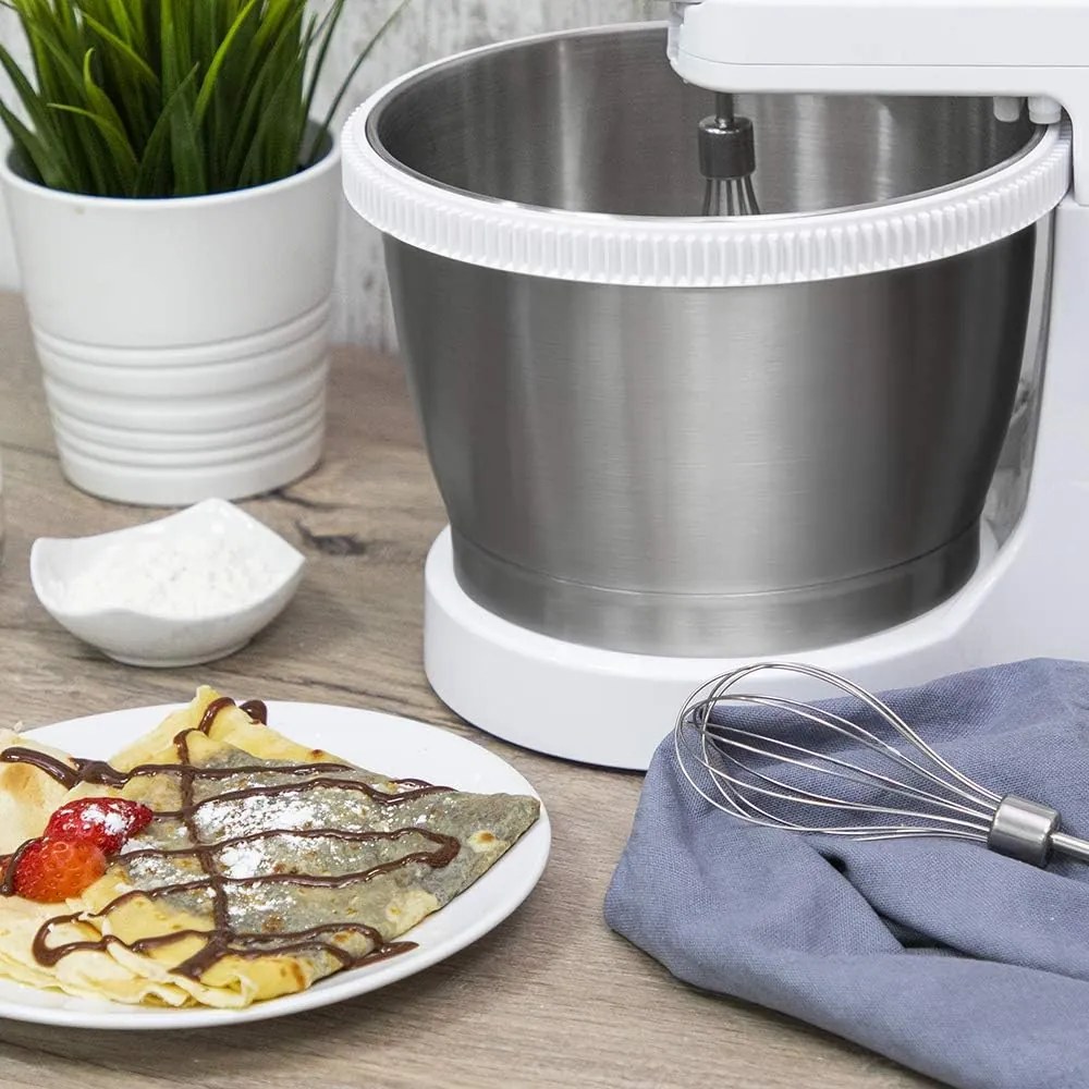 Batedeira de 500 W PowerTwist 500 Steel, Tigela de aço inoxidável autorrotativa de 3,5 L, 5 níveis de velocidade, Função Turbo, Design Ergonómico, 3 a