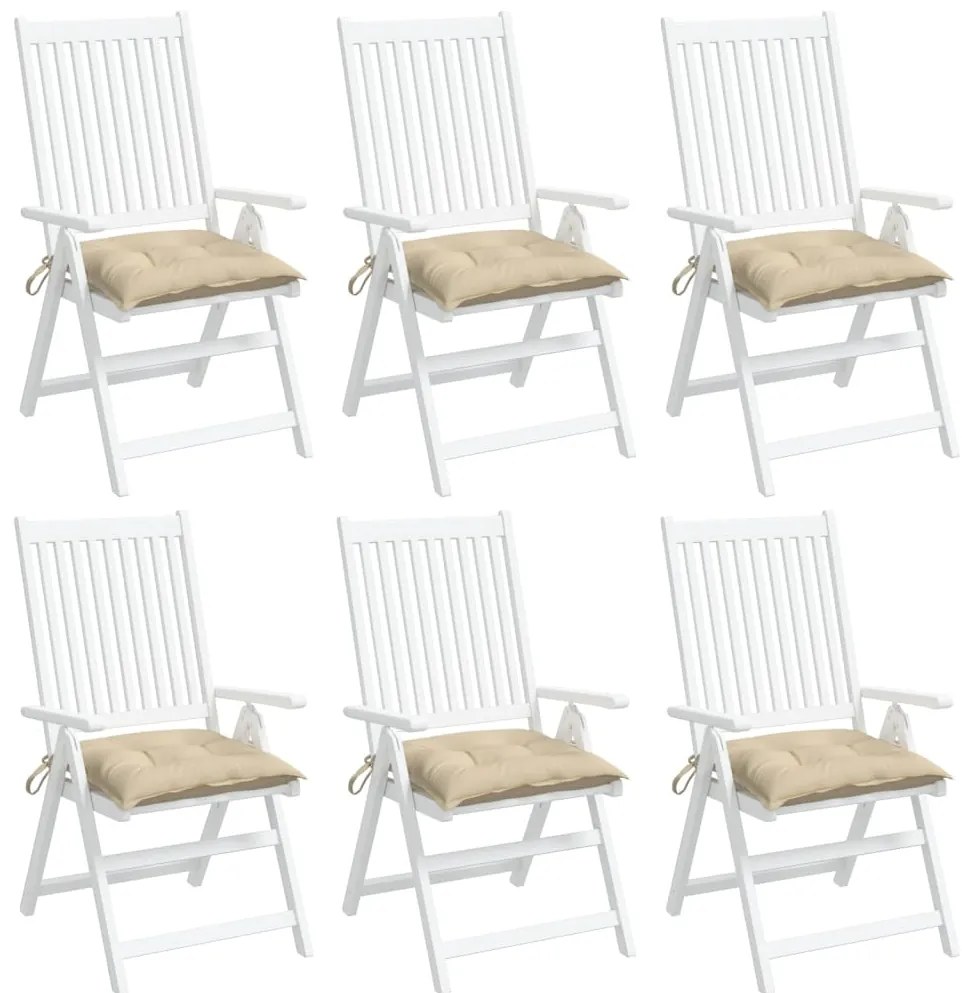 Almofadões de cadeira 6 pcs 40x40x7 cm tecido oxford bege