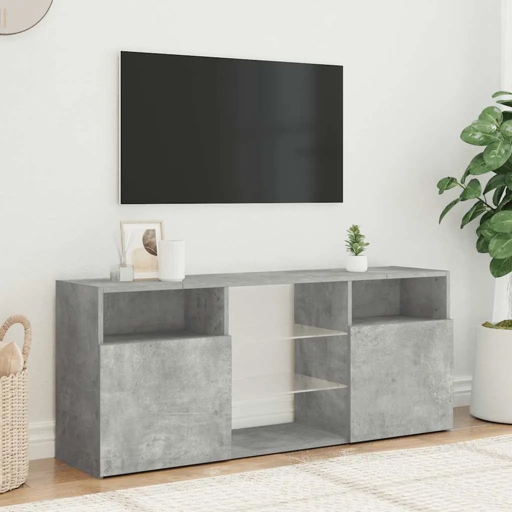 Móvel de TV com luzes LED 120x30x50 cm cinzento cimento