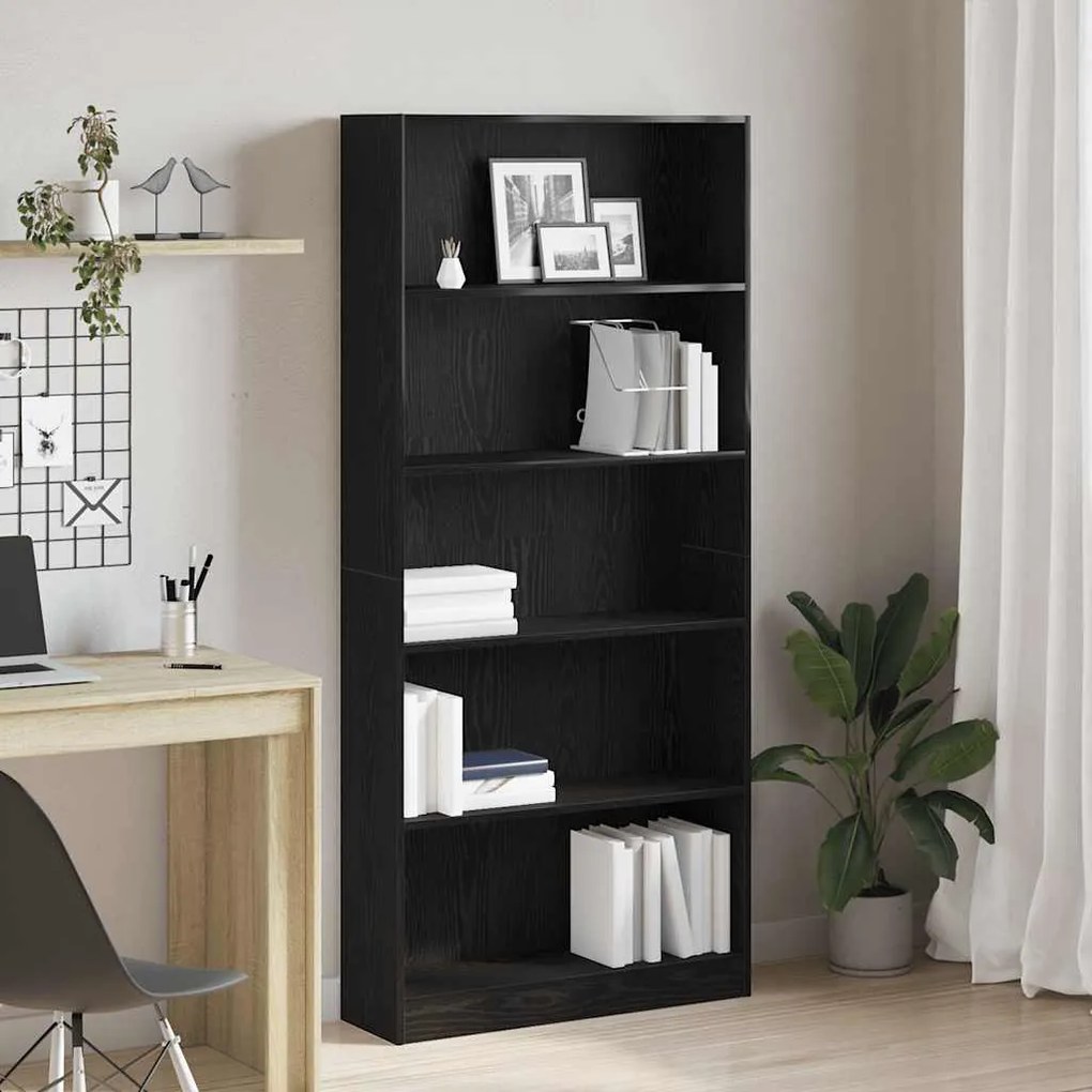 vidaXL Estante 80x24x176 cm derivados de madeira carvalho preto