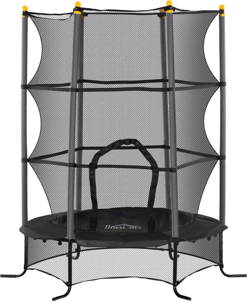 HOMCOM Trampolim Criança com Rede de Segurança e Estrutura de Aço para Interiores e Exteriores Carga 50kg Ø163x190 cm Preto | Aosom Portugal