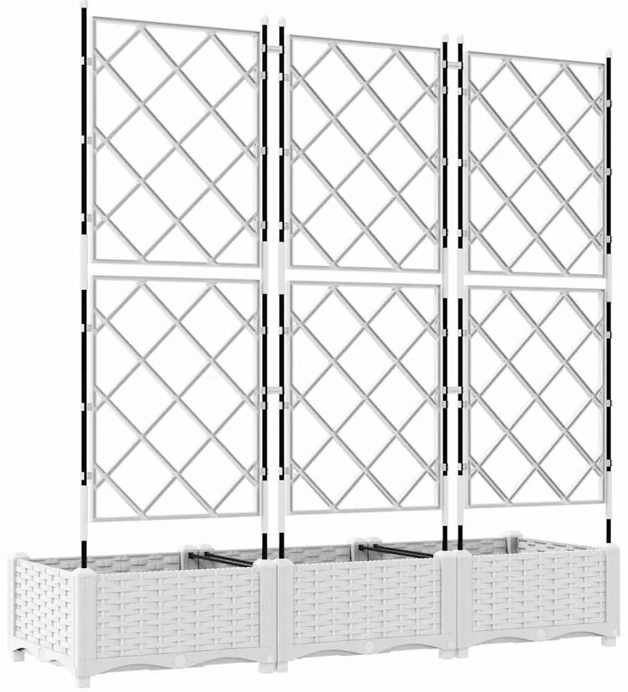 Vaso de Jardim com Treliça 3 pcs Branco 120x40x125.5 cm