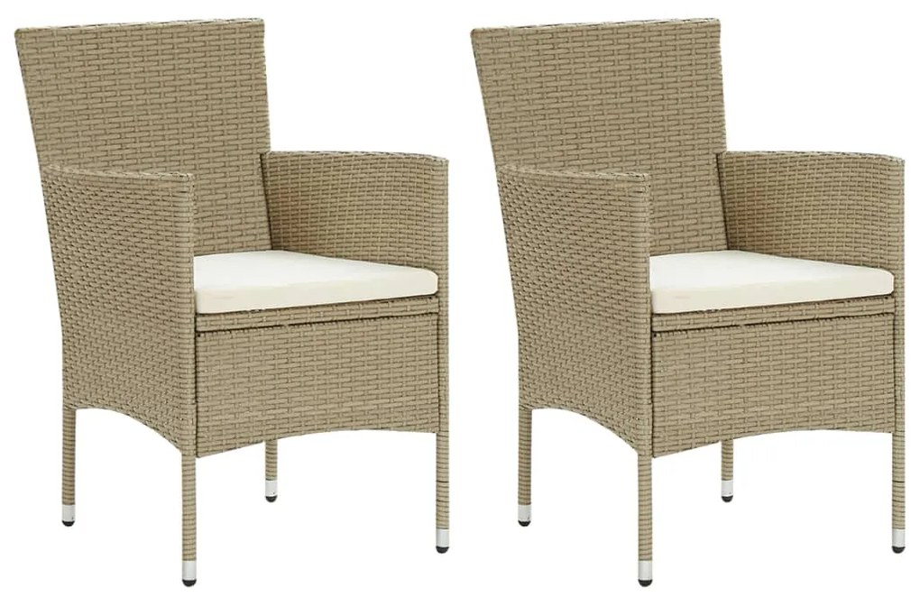 vidaXL Cadeiras de jantar para jardim 2 pcs vime PE bege