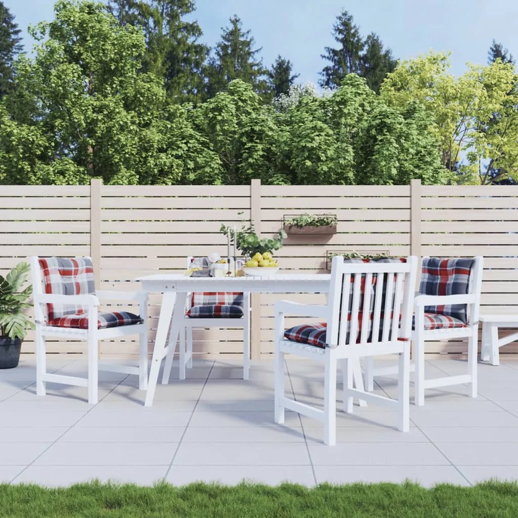 vidaXL Almofadões lombares cadeiras jardim 4pcs tecido xadrez vermelho