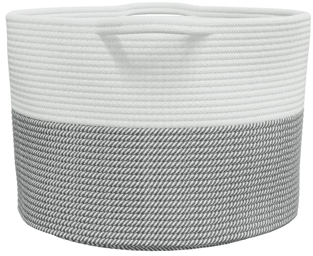Cesto de arrumação Ø55x36 cm algodão cinzento e branco