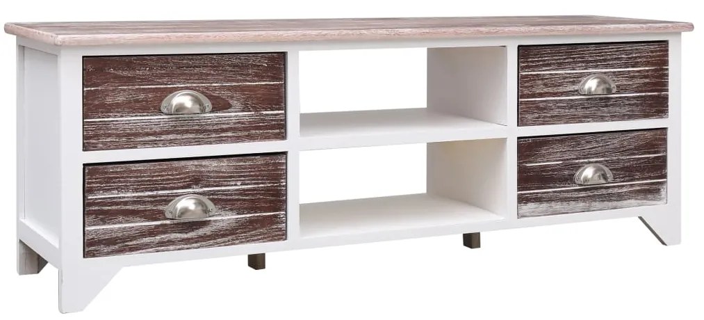 vidaXL Móvel de TV 115x30x40 cm madeira paulownia branco e castanho