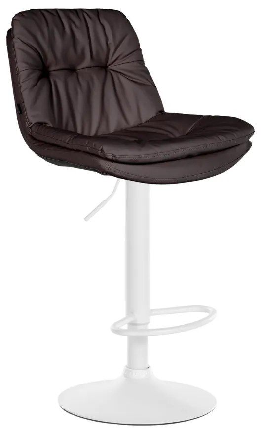 Banco de bar em couro sintético com estrutura branca 92-113 x 46 x 54 cm castanho