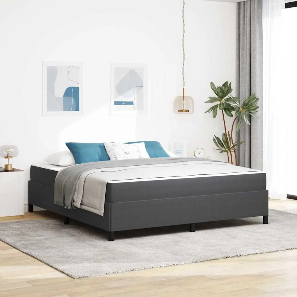 vidaXL Estrutura da Cama com colchão Cinza Escuro 180 x 200 cm tecido