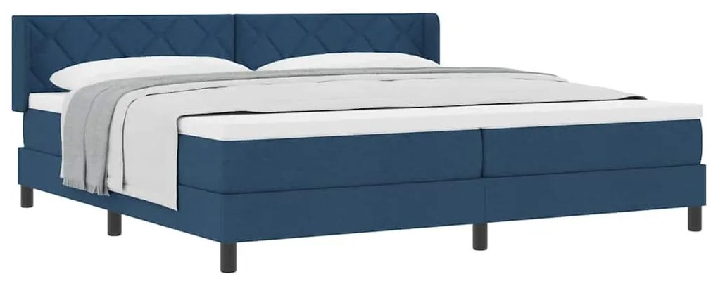 Cama Box com Colchão Azul, 200 cm x 200 cm, Tecido