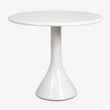 Mesa Redonda De Jardim Melody, Ø90 Cm, Feita De Cimento E Fibra De Vidro Branco - Sklum