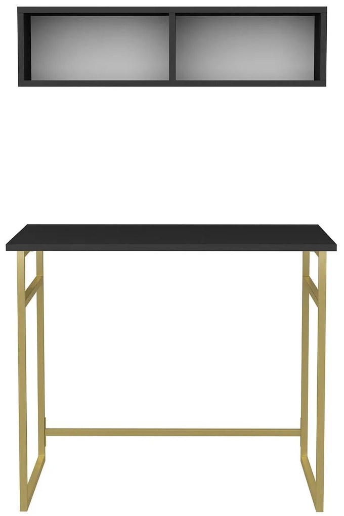 Secretária de Estudo Hussum - Dourado Antracite - 90x60x75cm