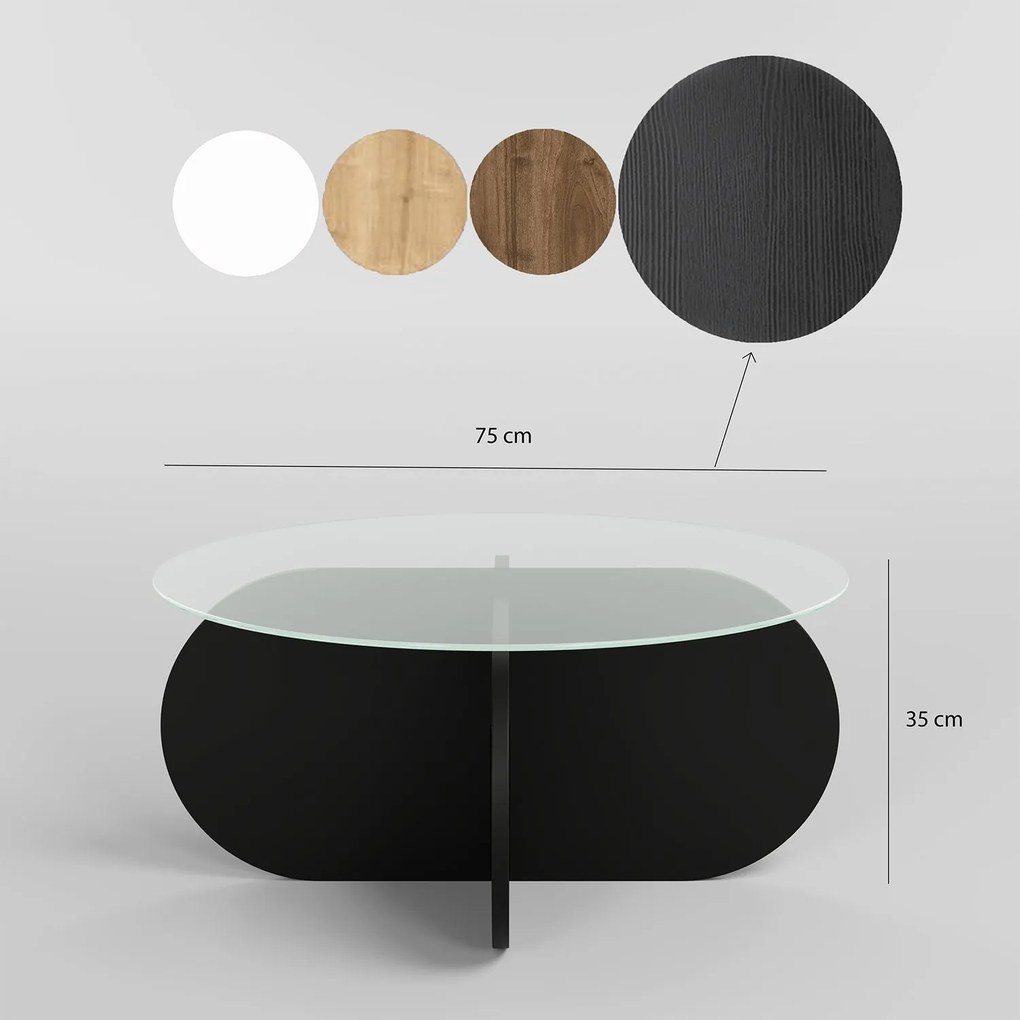 Mesa de Café Bubble - Preta - 75x35x75 cm