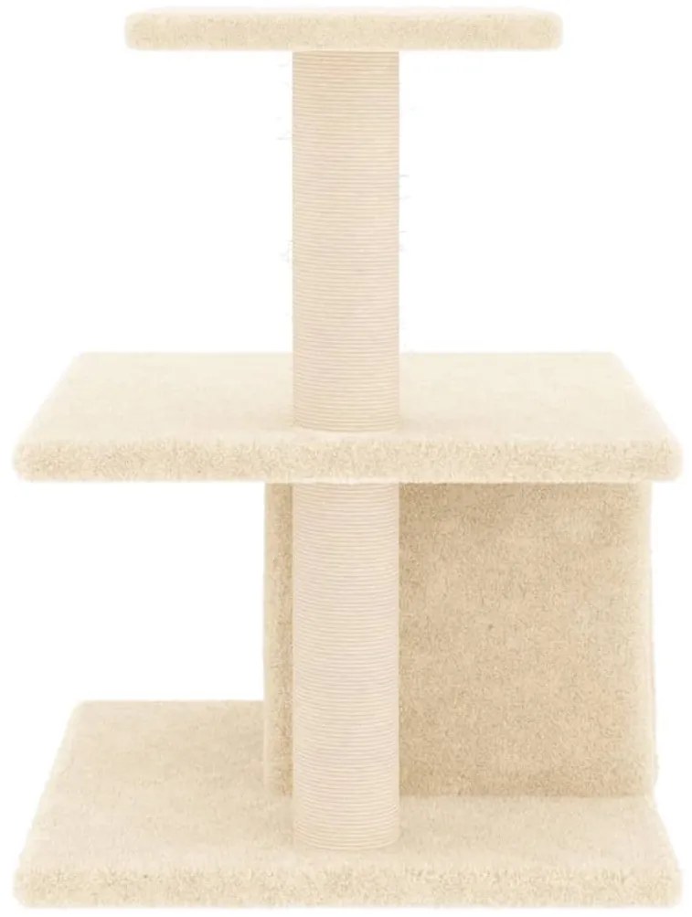 Árvore para gatos c/ postes arranhadores sisal 48 cm cor creme
