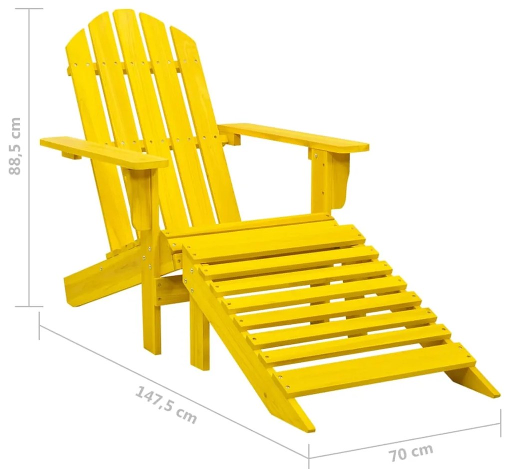 Cadeira Adirondack para jardim com otomano abeto maciço amarelo