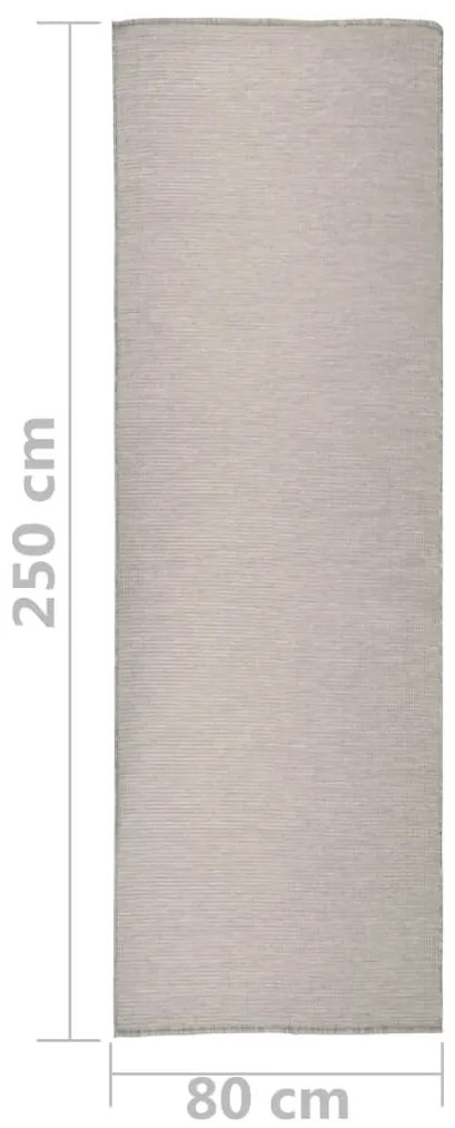 Tapete de tecido plano p/ exterior 80x250 cm cinza-acastanhado