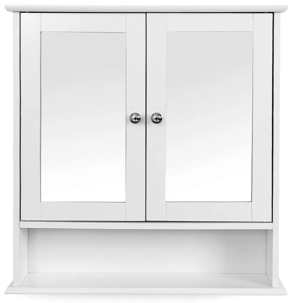 Armário de espelho com porta dupla 56 x 58 x 13 cm branco