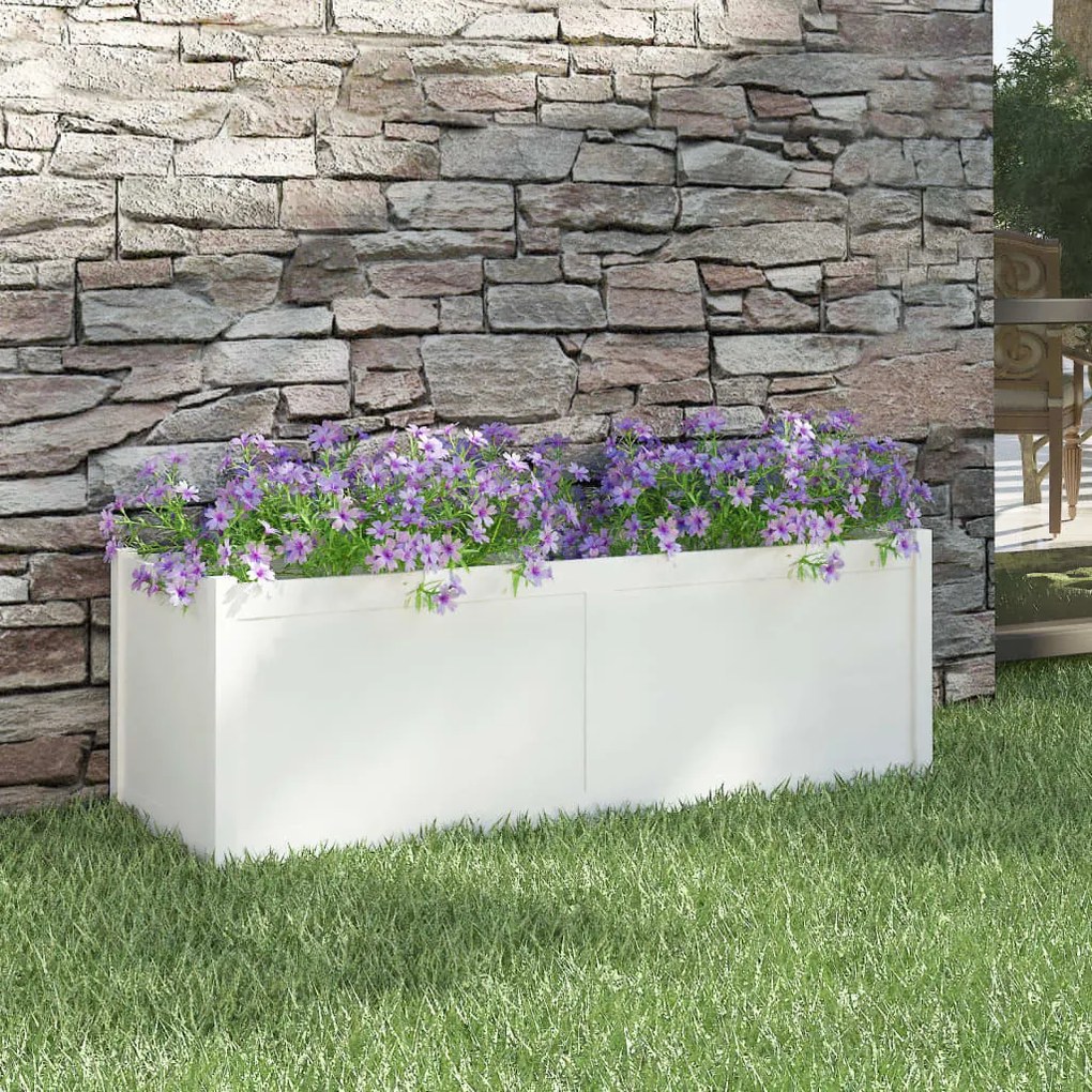 vidaXL Vaso/floreira de jardim 150x50x50 cm pinho maciço branco